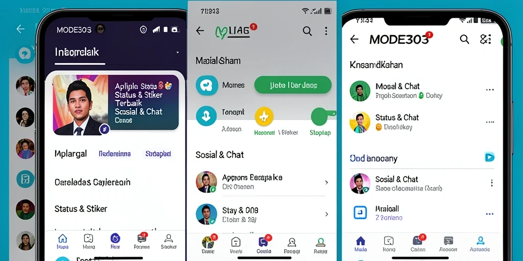 Antarmuka intuitif aplikasi STATUS & STIKER MODE303.