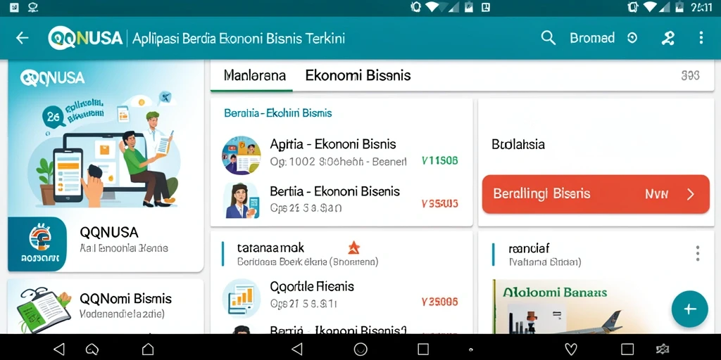 Screenshot dari antarmuka QQNUSA yang temukan berita ekonomi dan bisnis.