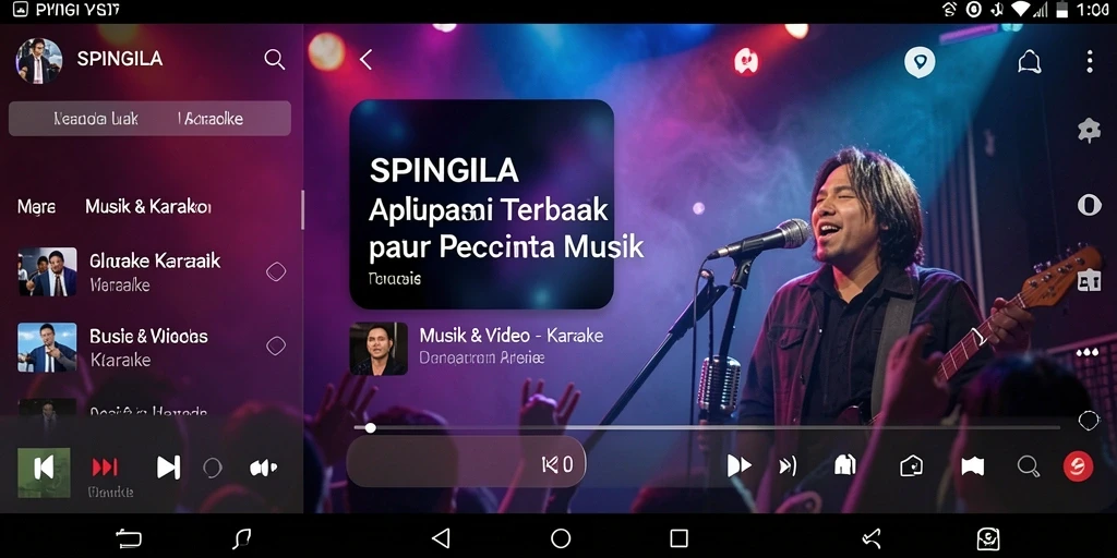 Tampilan antarmuka pengguna aplikasi SPINGILA untuk Karaoke yang menarik