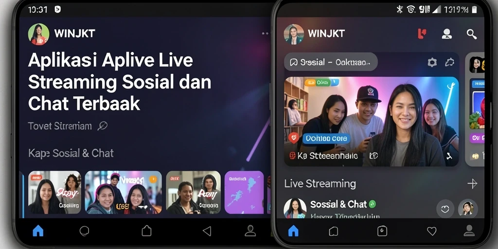 Antarmuka aplikasi Live Streaming WINJKT yang menarik dan intuitif.